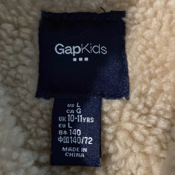 GAP Unisex Sherpa-Collar Cozy-Lined Jean Jacket Size Large 10-11 Years - Picture 6 of 10